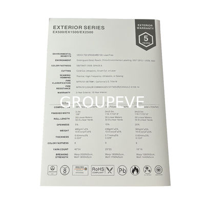 Ύφασμα οθόνης για ρολοκουρτίνες με επίστρωση PVC από υαλοβάμβακα απλής ύφανσης για ρολοκουρτίνες με 3% διαπερατότητα